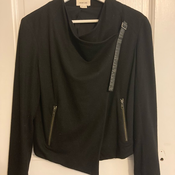 Helmet Lang Black Wool Draped Jacket W/ Buckle Design EUC - Picture 5 of 5